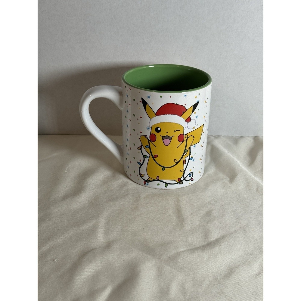 POKEMON Mug 2021 Nintendo PIKACHU WINK Christmas Tree Lights SANTA HAT 14oz
